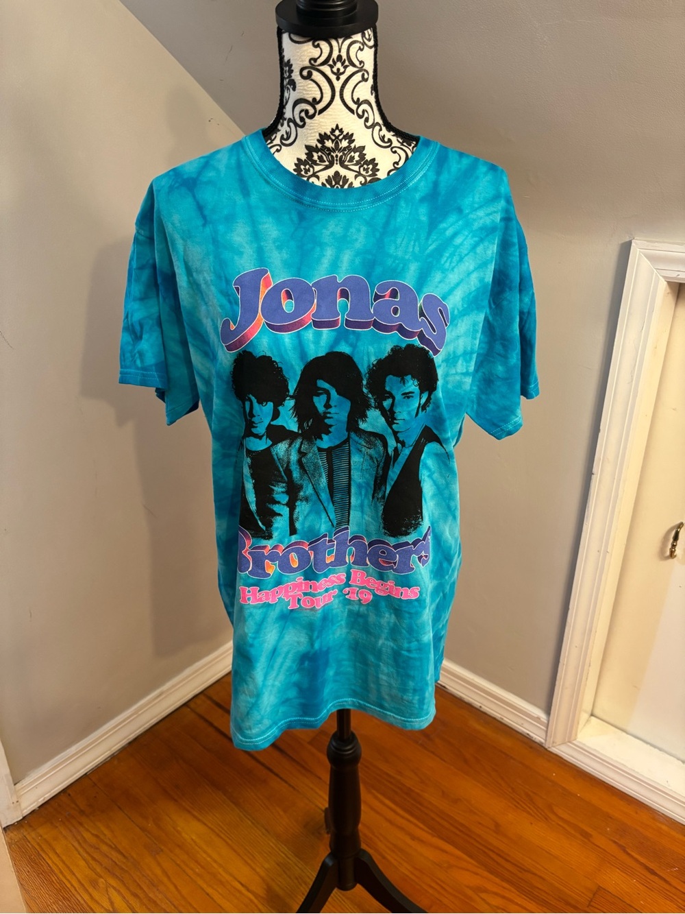 Jonas Brothers Happiness Begins Tour '19 Tie-Dye Tee Size L Concert Pop rock